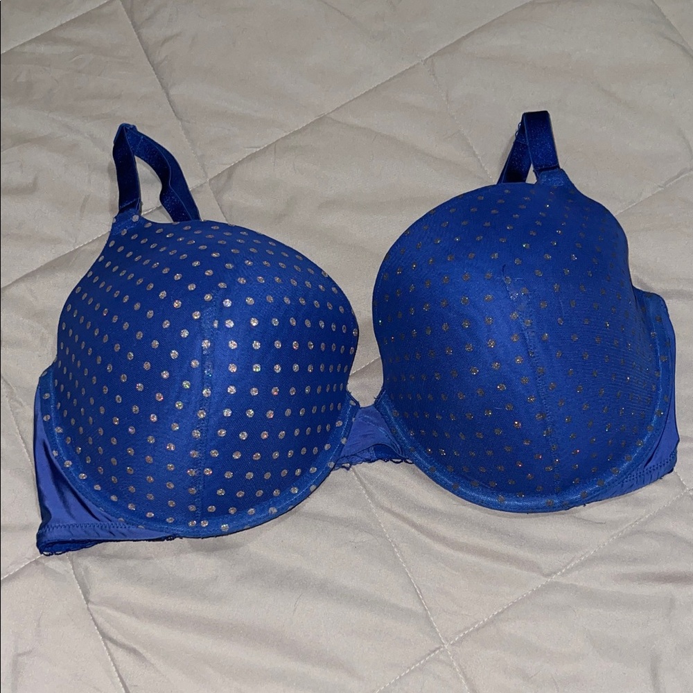 Victoria’s Secret Blue Polka Dot Bra – Size 38DD